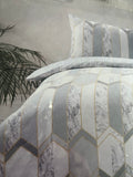 Geo Metallic Marble  Grey Super king Duvet set inc 2 pillowcases