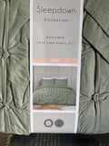 Rouched Seersucker Green King Size Duvet Cover & 2 Pillowcases Beautiful