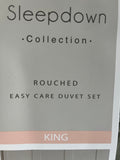 Rouched Seersucker Green King Size Duvet Cover & 2 Pillowcases Beautiful