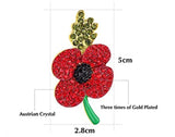 Beautiful Crystal Poppy Brooch’s Remembrance Day