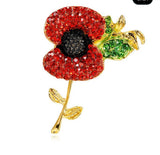 Beautiful Crystal Poppy Brooch’s Remembrance Day