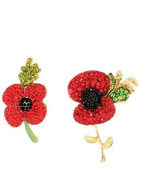 Beautiful Crystal Poppy Brooch’s Remembrance Day